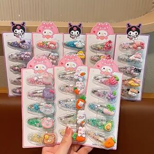 Sean 5pcs Sanrio Childrens Hairpin Cartoon Glitter Sequins Hair Clips Bangs Clip Hair Accessories