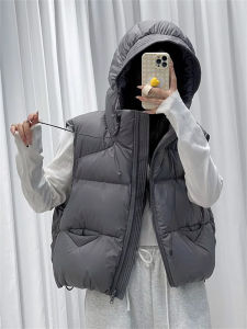 Soft Fleece Puffer Vest Womens Short Style 2025 New Winter Clothes Hooded Small Size Cotton Coat Sleeveless Thickened Jacket