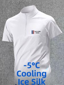 Mens Outdoor Training Shortsleeve Tshirt Quick Dry Cool Feeling Print Top Fitness Running Sportswear Comfortable Ice Silk