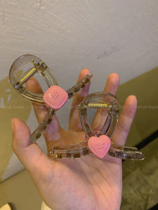 Icy Gray ~ Super Grasping Small Jaw Clip Pink Heart Letters Sweet Young Adult Back Head Updo Shark Clip