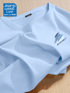 Jeanswest Life Mens Short Sleeve T-Shirt Pure Cotton Casual Half Sleeve Summer Trendy Brand Versatile Youth Popular round Neck