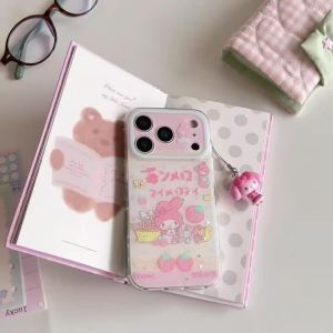 Sanrio | Sanrio My Melody IMD Phone Case With Cute Doll Pendant For iPhone 15 Pro 16 17 Pro Max Glitter Lens Protective Shockproof Cover