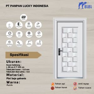 PINTU UTAMA / KAMAR  / KOS / KONTRAKAN/ HOTEL/ PERUMAHAN STEEL DOOR 1 SETT TERMASUK DAUN PINTU+KUSEN+KUNCI+ HANDLE FULL SET /5 TITIK PENGUNCIAN