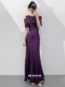 2026 New High-End Fish Tail Sequin Evening Dress
