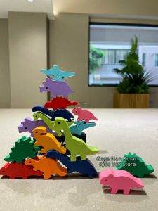 Concentration Educational Dinosaur Wooden Balancing Building Blocks