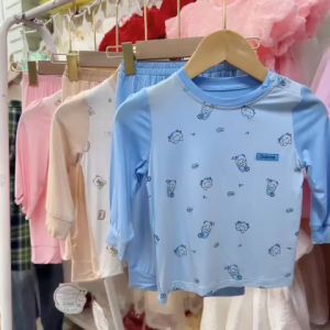 Đồ bộ cotton dài tay cho bé mặc ngủ từ 9-36M đồ bộ dài tay thun cotton cho bé sơ sinh