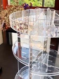 Rak Kosmetik Acrylic Diamond Lucila Putih 360 Derajat - Organizer Makeup Multifungsi
