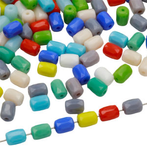 10pcs/bag 6x8mm Fashion Glass Beads Solid Color Cylinder Charms for DIY Jewelry Making Bracelet Necklace Earring Accessories