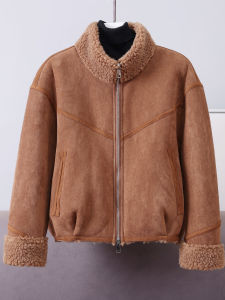 MANWUJINGLING | Fluffy Lamb Fleece Jacket Women Short Winter