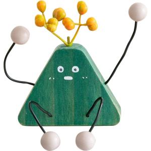 Healing Office TV Cabinet Dolls Cute Desktop Decorative Shelves Artistic Cartoon Style Wood Material Green Color Childrens Room