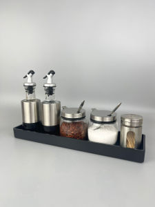 Commercial Kitchen Glass Seasoning Bottle Set Small Capacity Hot Sauce Vinegar Chili Jar Storage Container for Restaurant Cafeteria