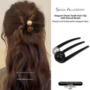 Elegant 3-bead New Chinese Style Hair Clip