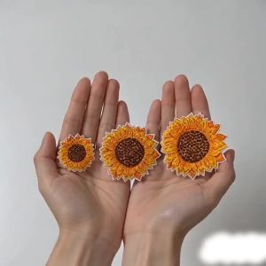 3-5pcs Sunflower Iron On Patches Embroidery Applique DIY Clothing Repair Decorative Patches for Jackets Bags Jeans