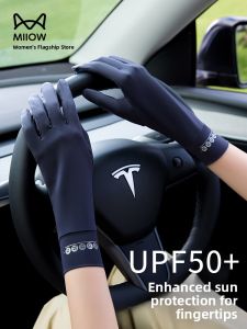 MiiOW | Breathable Ice Silk Sun Protection Thin Fingerless Womens Gloves Summer New Style UPF50+ UV Protection Nylon Fiber Hand Sleeves