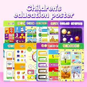 16/12PCS Big Educational Charts For Kids Wall Laminated Educational Charts Chart For Kids Babies Early Preschool Posters Charts for Preschoolers Toddlers Kids Kindergarten Alphabet
