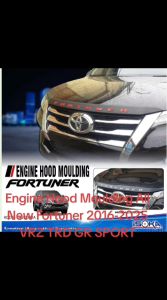 Hood Moulding List Kap Mesin Engine Hood Toyota All New Fortuner VRZ TRD GR SPORT 2016-2025 Hitam Doff Tulisan Merah & putih