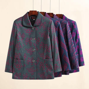 Autumn Outerwear Loose Long Sleeve Womens Shirt for 70-80 Years Old Middle-Aged And Elderly Grandmother Fashionable Casual Wear