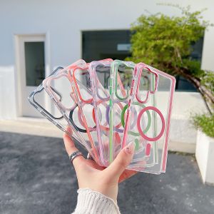 เคสโทรศัพท์กันกระแทกพร้อม MagSafe รองรับการชาร์จไร้สาย สำหรับ Samsung S25 Ultra S24 Plus S25 Edge A56 A26 A36 A16 A06 5G ฝาหลังใส
