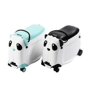 High Quality 21 Inch Childrens Girl Travel Trolley Suitcase Can Sit And Ride Panda Cartoon Baby Walking Suitcase Kids Boarding Luggage For Boy
