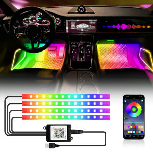 48 72 LED Car Interior Ambient Foot Light with USB Wireless Remote Music App Control Auto RGB Atmosphere Decorative Lamps Neon