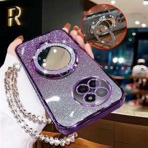 Xiaomi Civi4Pro Phone Case Full Cover Curved Screen Anti-Fall Transparent Soft Shell Fashionable Magnetic Stand with Mirror