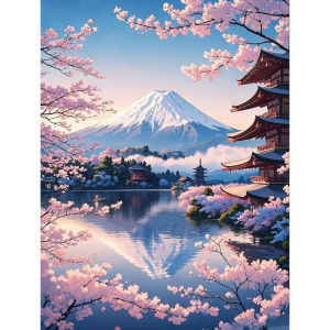 500 1000 1200 2000pcs Jigsaw Puzzle Mount Fuji With Blooming Cherry Blossoms And Lake Reflections For Adults Spring Lovers Gift
