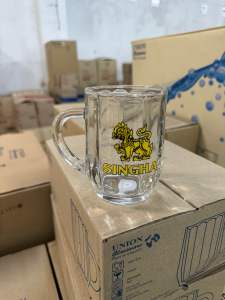 APPN(1ชุด2ใบ มีคลิปรีวิว) แก้ว แก้วน้ำ แก้วกินเบียร์ แก้วเบียร์สิงห์ มีหูจับ 10oz. จัดส่งเร็ว ใครใจร้อน กดได้เลย(#1251222)