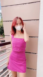 DNEMNLPH Taylor One-side Top & Skorts Set - Trendy Korean Bangkok Fashion Shorts Skirt Garter Stretch Terno Coordinates Crop Basic Vintage Highwaist