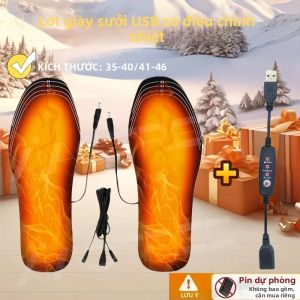 Đế Lót Giày Sưởi Ấm Bằng Điện Cắm USB Miếng Đệm Giữ Ấm Chân Cho Mùa Đông Thể Thao Ngoài Trời Chất Liệu EVA Có Keo Dán Tự Làm Nóng