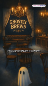 หนังสือ Ghostly Brews ยินดีบริการดวงวิญญาณหลังเที่ยงคืน เขียนโดยนามปากกา "หมึกซึม" หนังสือฮีลใจ จาก OpenDurian HWTO