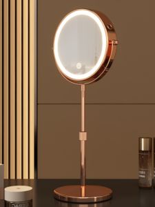 Adjustable Height LED Makeup Mirror Retractable Double Sided with Light Desktop Beauty Mirror YATONO Portable Comb/Mirror