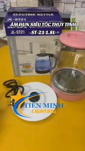 Ấm đun siêu tốc thủy tinh ST21 1.8L- 1500W thủy tinh chịu nhiệt tích hợp đèn LED khi nấu Tự ngắt khi nước sôi và cạn nước