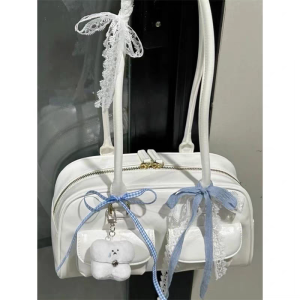 Versatile Boston Tote Bag Bowling Shoulder Bag Blogger Favorite Underarm Bag Soft Handbag Polyester Lining No Compartment