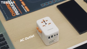 TESSAN 100W Universal Travel Adapter GaN with USB-C and USB-A Ports Fast Charge Travel to Japan Korea China HongKong