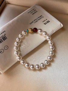 Elegant Gold Bead Red Agate Green Turquoise Pearl Bracelet Womens Luxury Minimalist Exquisite High-End Feeling Hand Jewelry