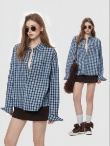 Turn Signal | Retro Casual Loose Long Sleeve Checkered Shirt Coat