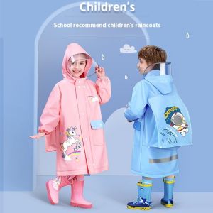 HUIESON เสื้อกันฝนแบบฮู้ดเด็กน่ารักและถุงคลุมกระเป๋าแบ็คแพ็คสำหรับกิจกรรมกลางแจ้ง