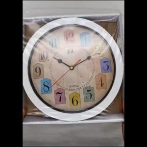 2A Wall Clock White Antique with Color Design 9" for Bedroom Office & Living Room Decor (AP5112)