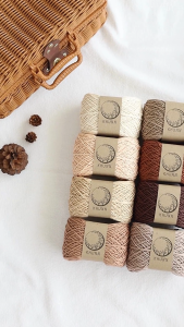 KHUNN 4 PLY Soft Cotton Yarn 100% Premum Grade Cotton Silk 50g /100g Brown Tone.