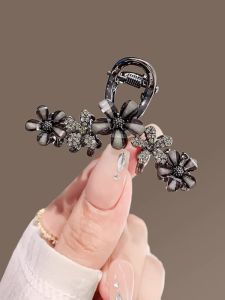 Kẹp Tóc Hình Cá Mập Màu Đen Hoa Nhỏ Thanh Lịch Dành Cho Nữ Phụ Kiện Tóc Nửa Đầu Cỡ Vừa Kẹp Tóc Nhỏ Gọn Thanh Lịch Thời Trang