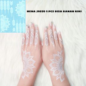TERMURAH HENNA TEMPEL PENGANTIN 1 SET PUTIH FRE MANIK GLITER nailart