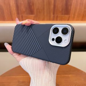 Magsafe Kevlar Pattern Magnetic Absorption Carbon Fiber Texture iPhone Case Anti-Fingerprint Protective Cover Glossy Finish