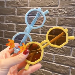 Kacamata Anak Lucu New Trend Fashion Anak Terbaru Bulat Crown Kaca Mata Hitam Anak Laki-Laki/Perempuan High Quality Import