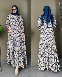 Gamis Midi Rayon Premium Terbaru Busui Friendly Homedress Wanita Motif Bunga Kekinian 1 Susun