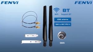 Fenvi | FENVI 2PcsX6Dbi Antenna Set AX210 NGFF M.2 WiFi Card 2.4/5GHz Dual Band MHF4 Extension Cable To WiFi RP-SMA For AX210/AX200/9260