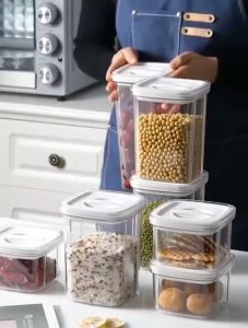 2000ml/1300ml/600ml Food Storage Organizer Airtight Container with Cover Keep Fresh Clear Plastic Jar Container for Food