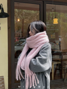 Korean Style Long Velvet Scarf Thick Warm Pure Color Fake Cashmere Winter Scarf Multifunctional Neck Warmer for Couples Youth