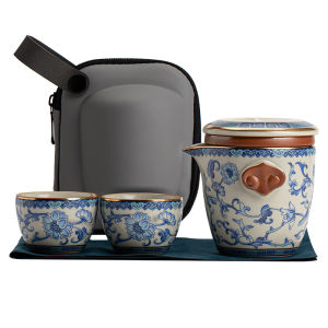 XIYUANJI | Portable Ceramic Travel Tea Set 1 Pot 2 Cups