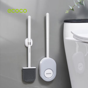 Ecoco Flat Toilet Brush Cleanser Wall Mounted for Narrow Gaps Toilet Bowl Silicone Brush for Bathroom Cleaning