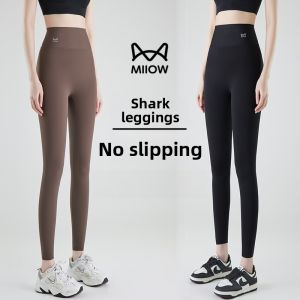 MiiOW | Thickened Fleece Womens Fitness Pants Yoga Trousers Base Layer Autumn Winter New Style Warm Catman Shark Brand Exercise Pants